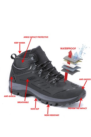 Męskie buty turystyczne - czarne 202160 