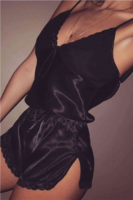 Pigiami da donna in pizzo - Nero #310366