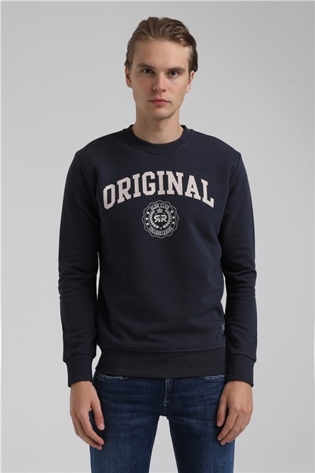 Felpa slim fit da uomo 22FWM60132 - Blu scuro #361777