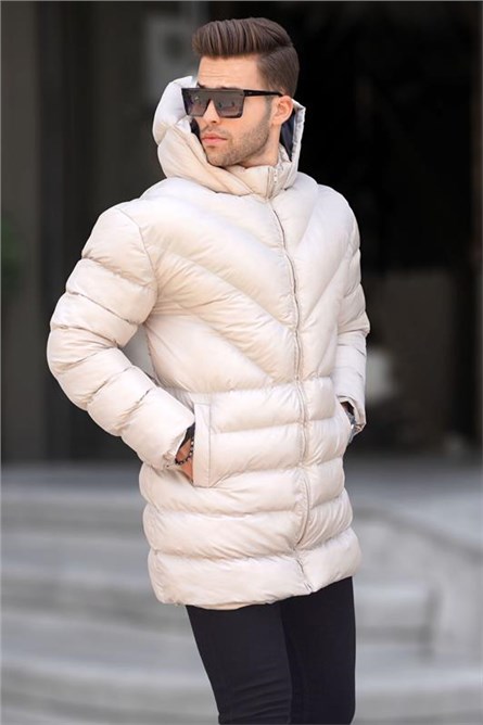 Giacca con cappuccio da uomo 6803 - Beige chiaro #395358