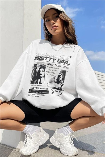 Women's Oversize Sweatshirt MG1923 - White #403674