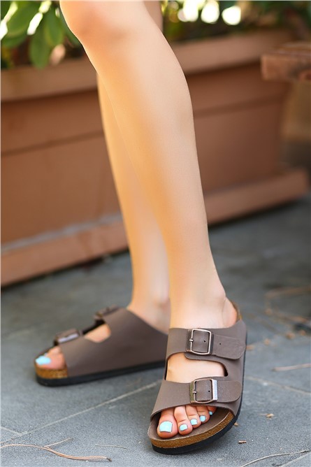 Pantofole casual in nabuk da donna - Marrone #383657