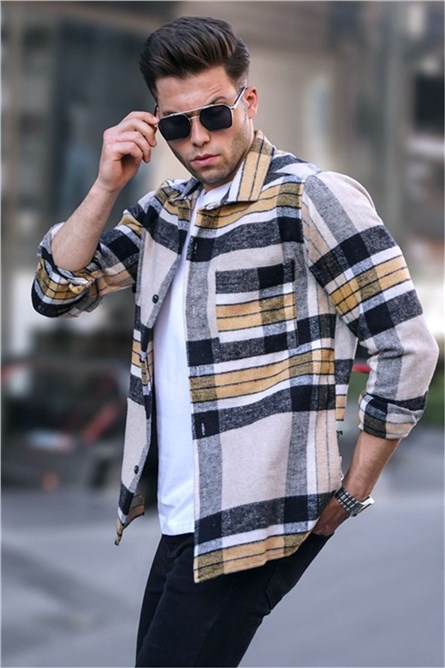 Camicia Uomo Regular Fit 5555 - Nero-Giallo #357857