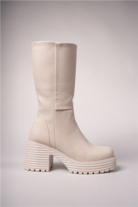 Stivali con plateau da donna 0012270 - Beige #404357 Stivali con plateau da donna 0012270 - Beige #404357