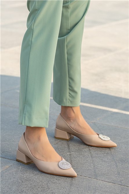 Scarpe Eleganti da Donna con Pietre - Beige #362944