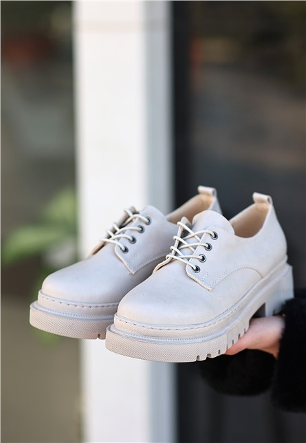 Scarpe sportive stringate da donna - Beige chiaro #366517