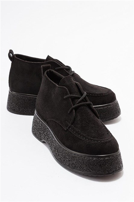 Women's Lace Up Suede Boots - Black #403707