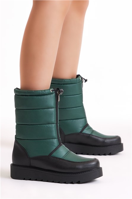 Stivali da neve con zip frontale da donna con fodera calda - verde petrolio # 400706 Stivali da neve con zip frontale da donna con fodera calda - verde petrolio # 400706