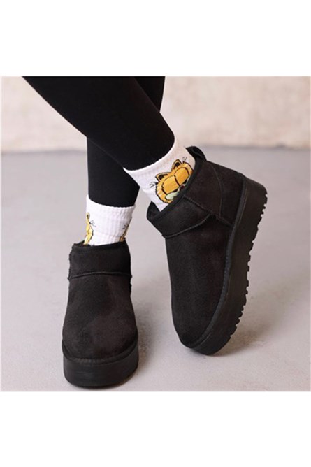 Women's Short Full Sole Scrawl Boots BA0317 - Black #405527