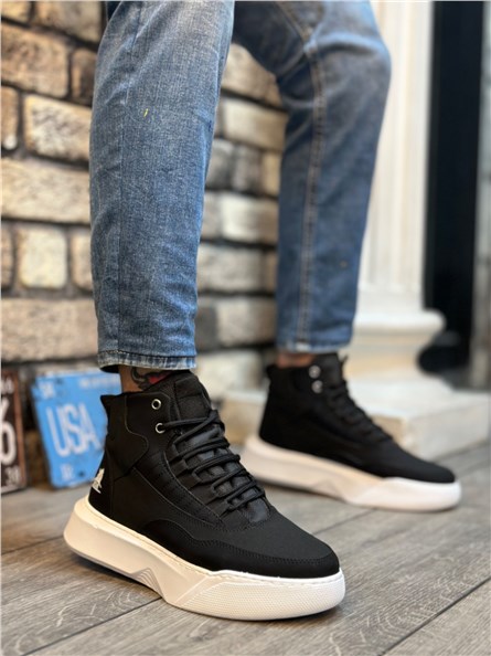 Stivali stringati sportivi da uomo BA0318 - Nero #407104