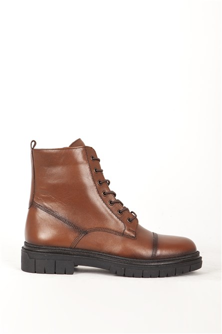 Women's Genuine Leather Boots 66245 - Brown #405727