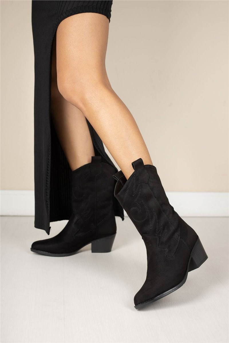 Women's Suede Boots - Black #404253