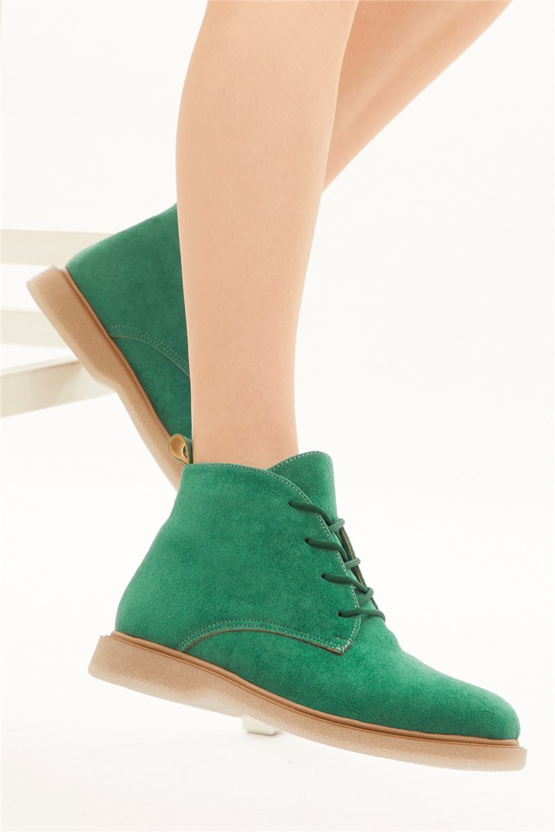 Women's Suede Boots - Green #401003