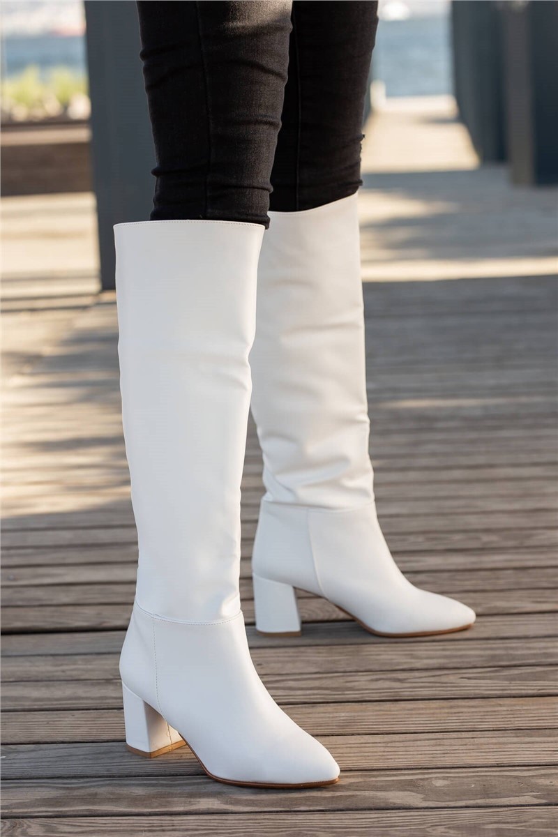 Women's Heeled Boots - White #361458