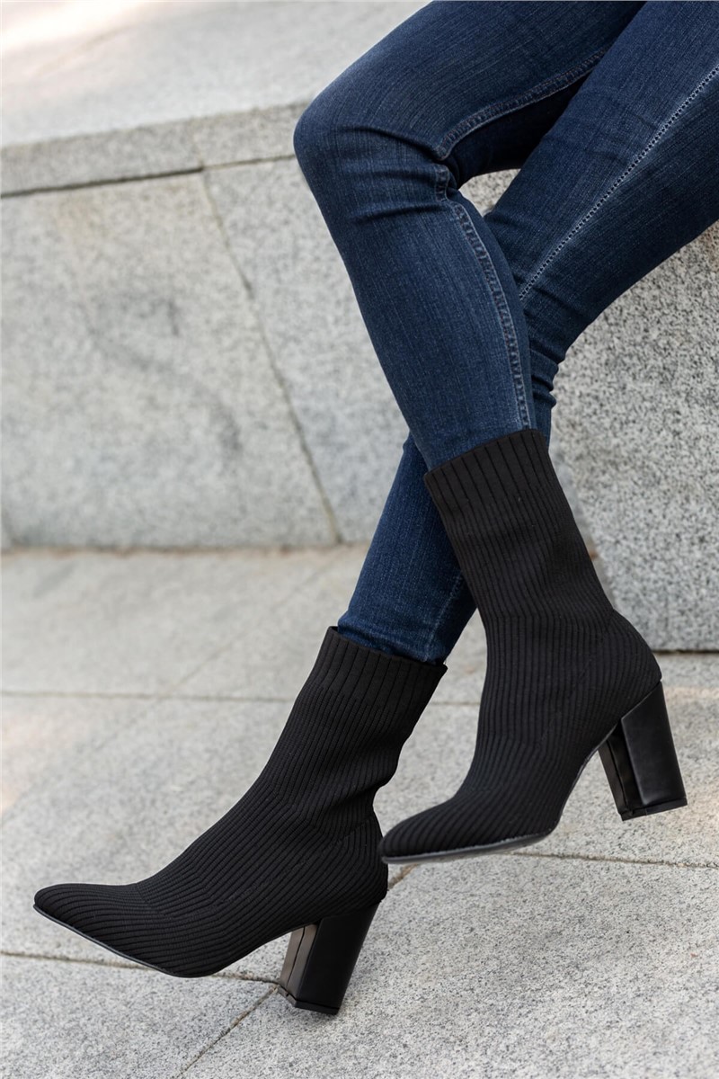 Women's textile boots - Black #362938