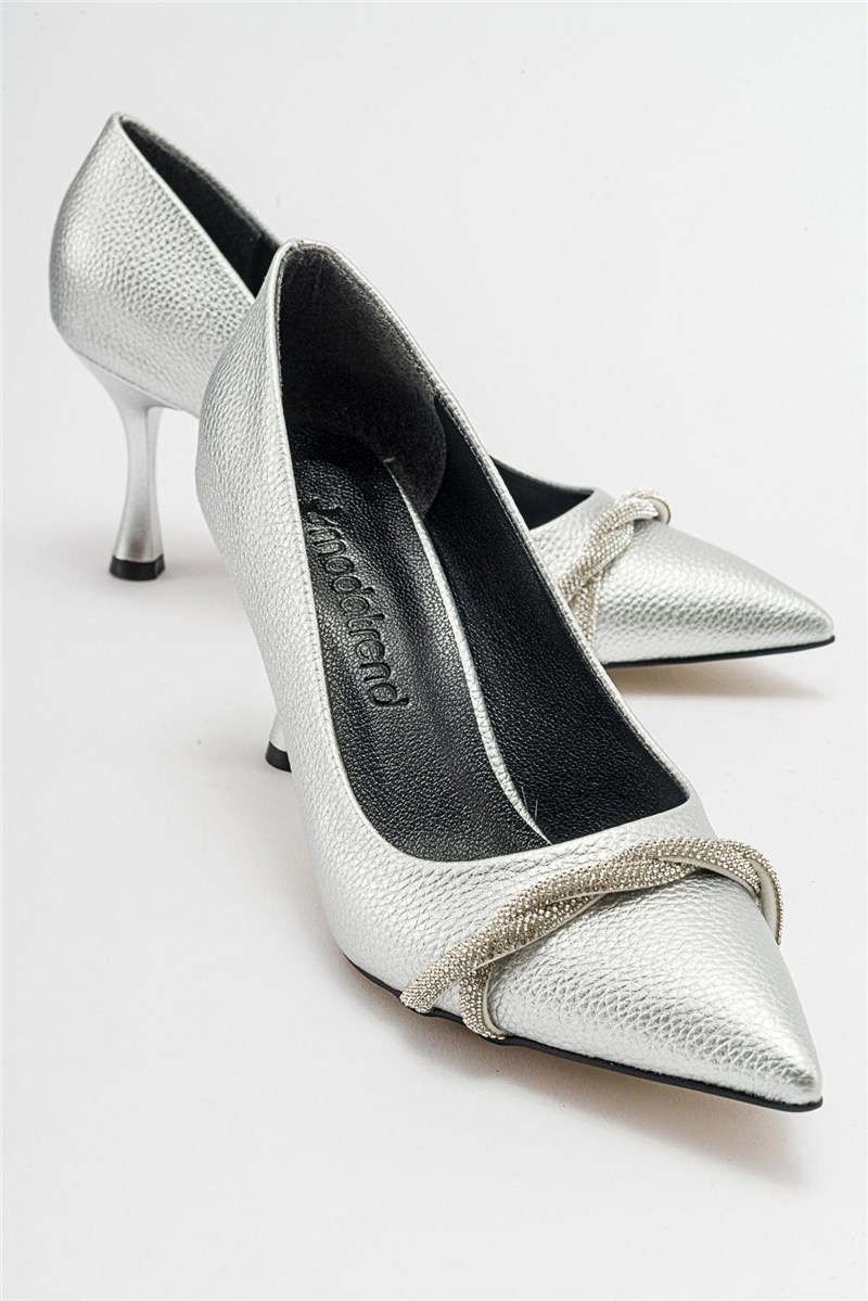 Scarpe da donna con pietre decorative - Argento #410916