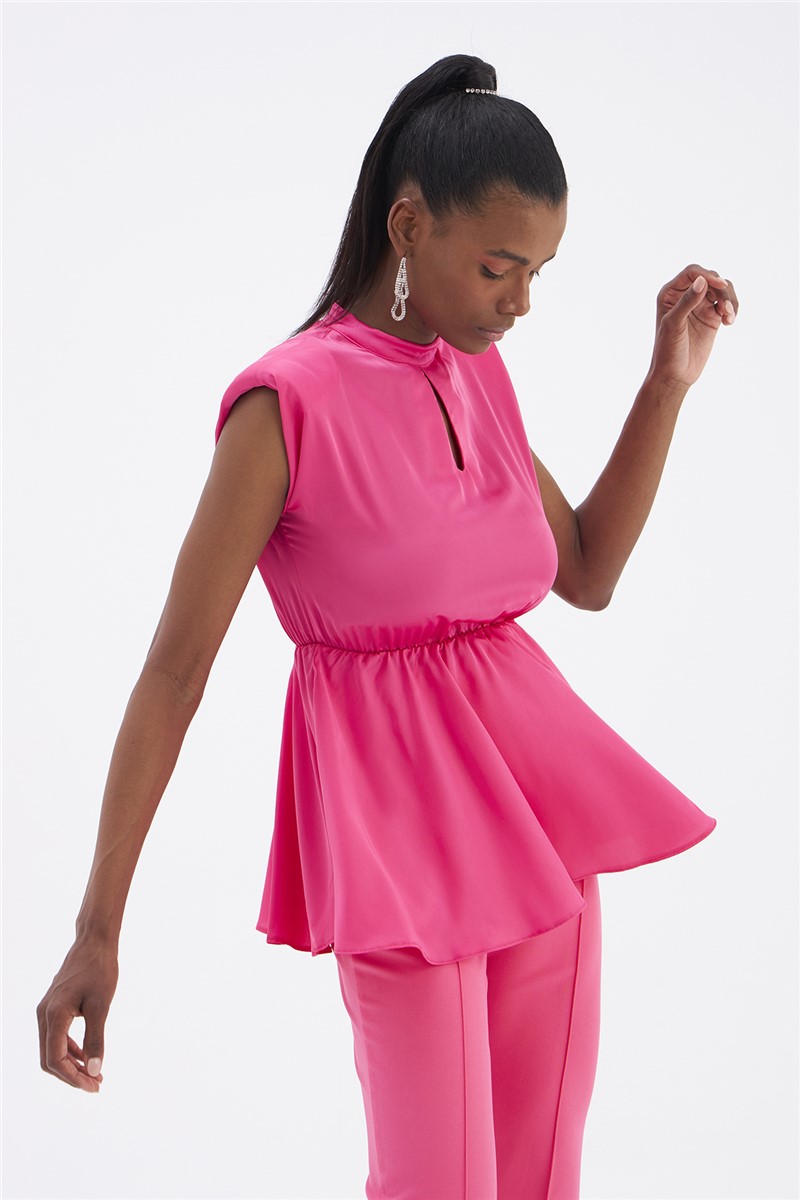 Women's satin blouse - Bright pink #332908