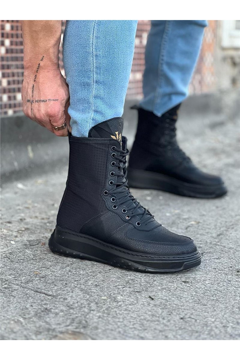 Men's Lace Up Boots WG012 - Black #364975