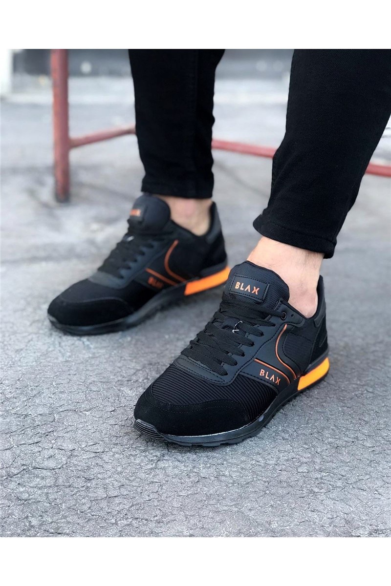 Calçados Esportivos Masculinos WG014 - Preto com Laranja #317017