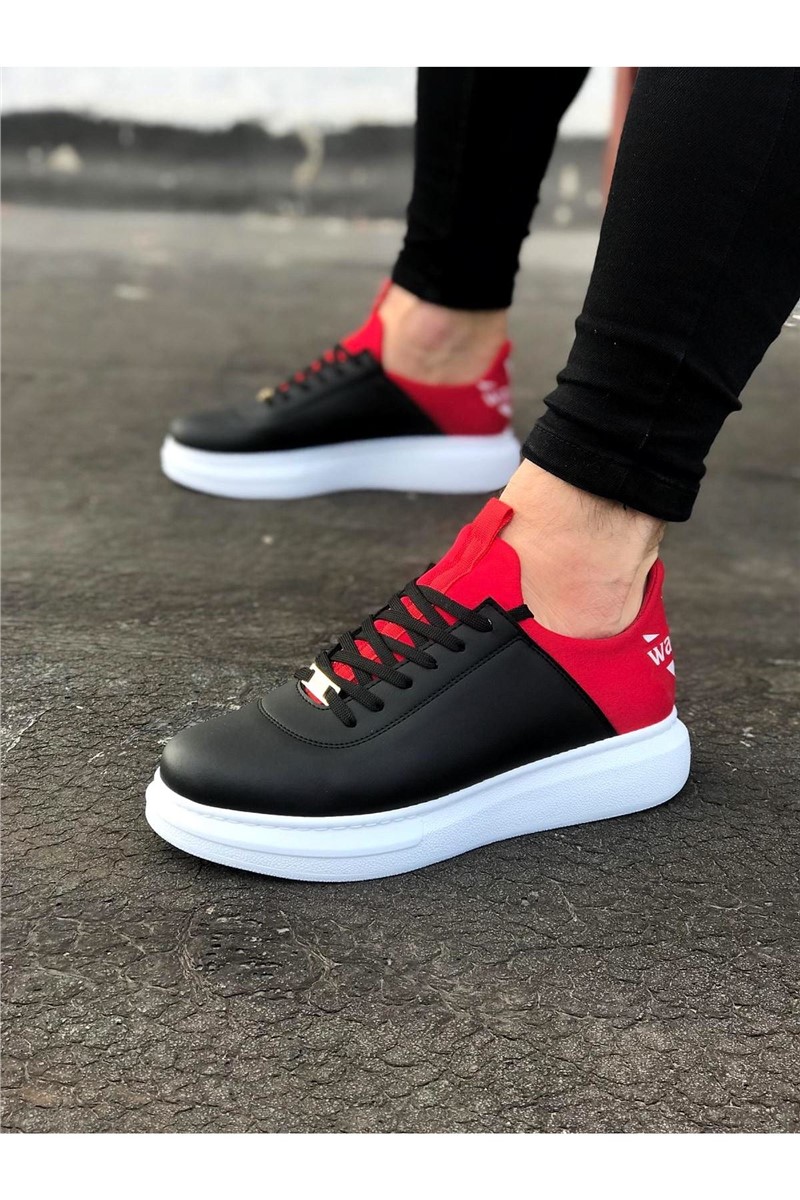 Calçados Casuais Masculinos WG030 - Preto com Vermelho #330773