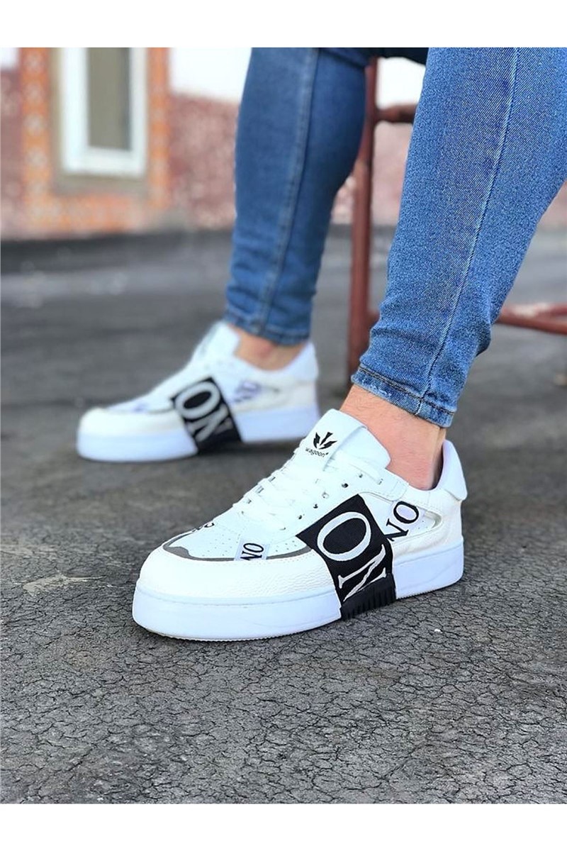 Sapatos Casuais Masculinos WG202 - Branco com Preto #324532
