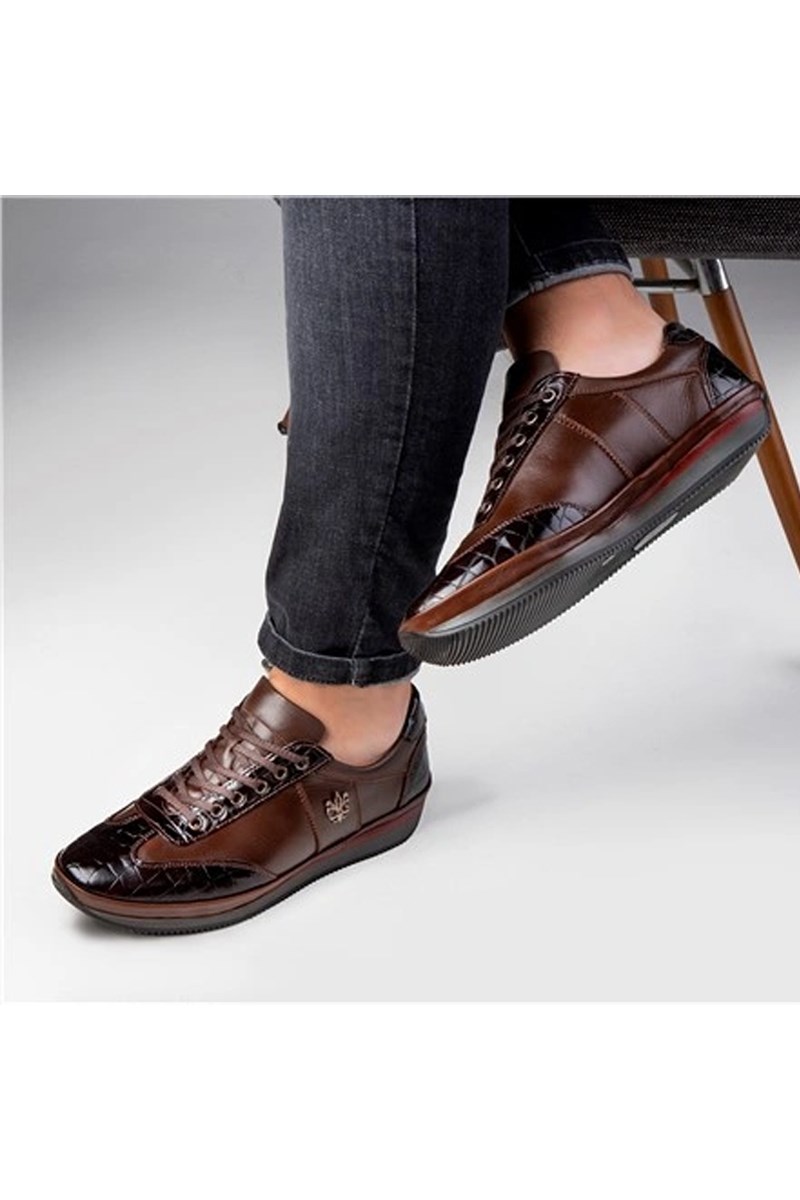 Muške svakodnijevne cipele od prave kože - Smeđe #363803