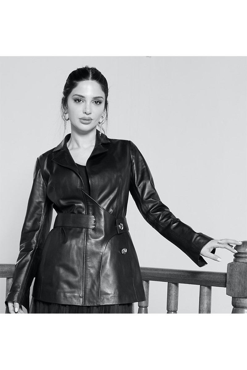 Jaqueta de couro feminina Beatrix Fit Blazer - preta 2021691