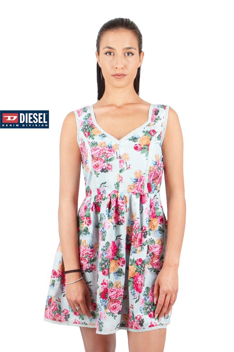 Diesel Floral Laced Neckline A-Line Dress