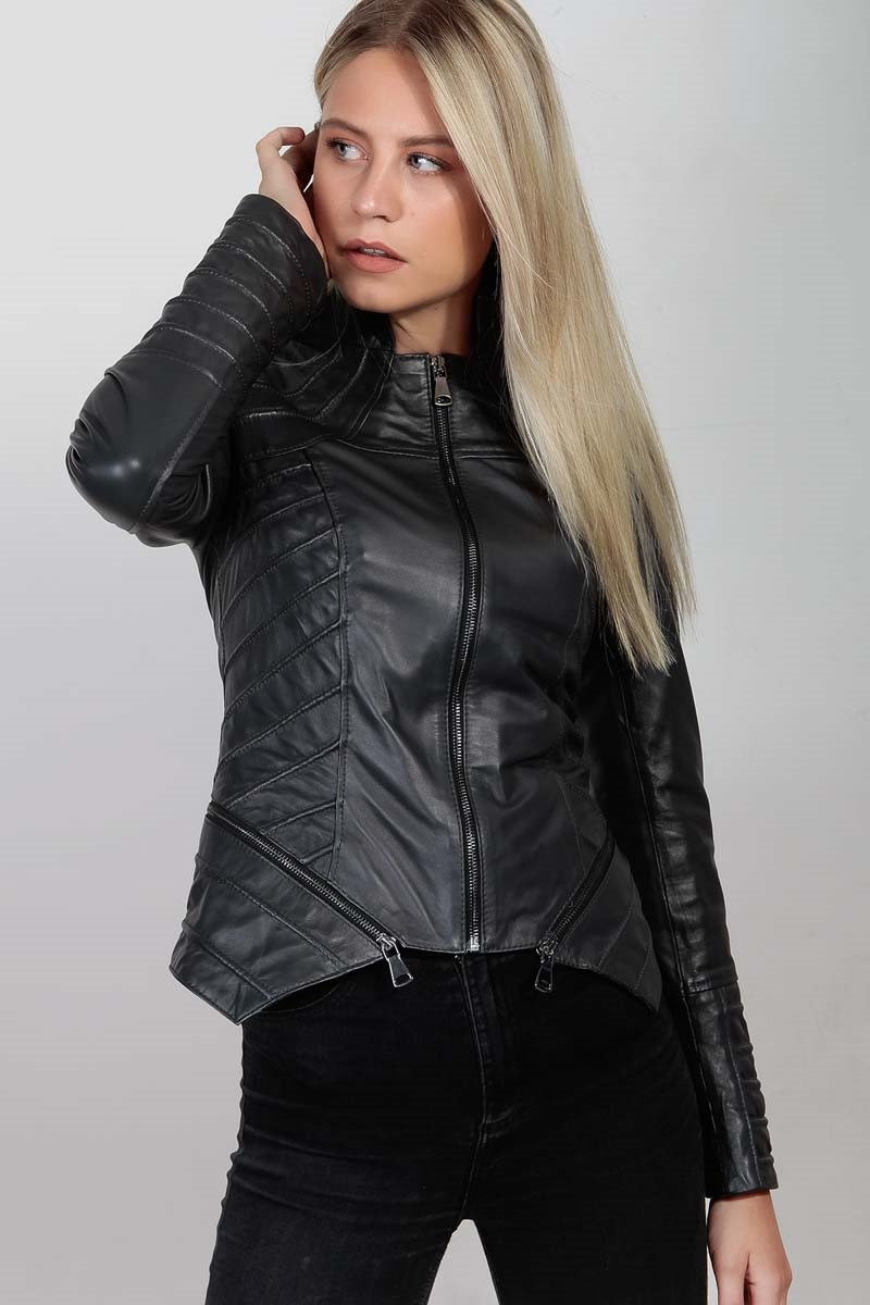 Leonardo Women's leather jacket - Black 987666 #266649