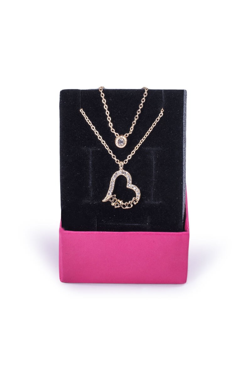 Women's double necklace with heart element - Golden 20210835687