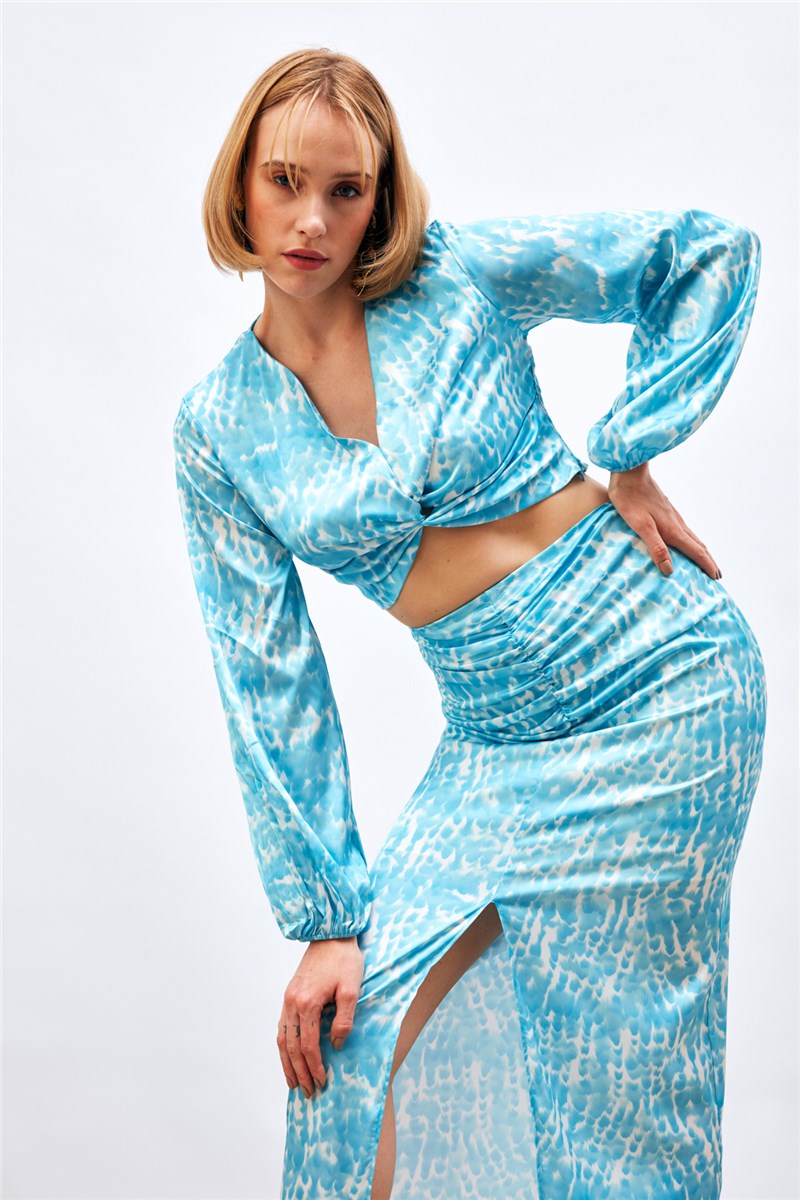 Women's Short Blouse - Turquoise #401690