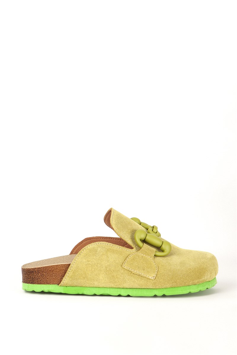 Women's Natural Suede Slippers 7767 - Yellow #386578