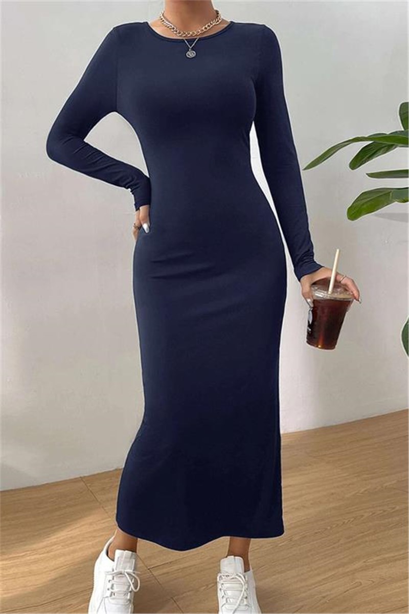 Women's Long Sleeve Long Dress MG1947 - Dark Blue #406918