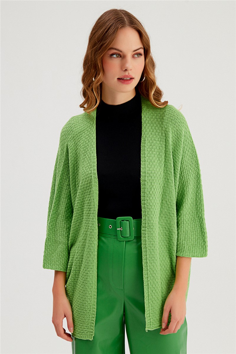 Women's cardigan in a loose silhouette - Light green #365239