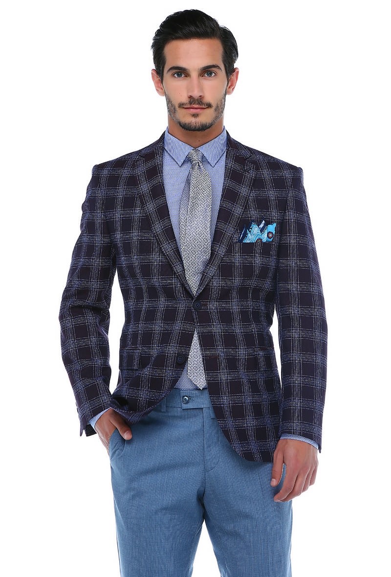 Centone Men's Blazer Jacket - Blue #268373