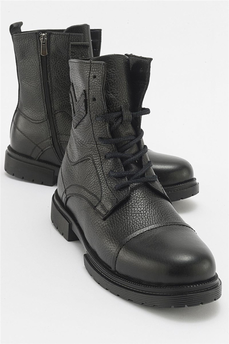 Men's Genuine Leather Boots - Black #411567