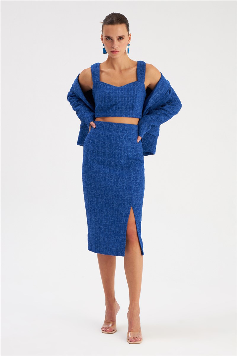 Women's Fitted Slit Skirt - Bright Blue #362824