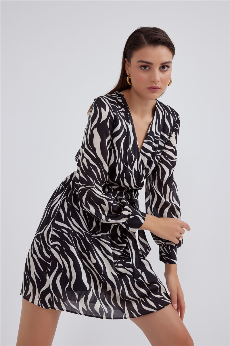 Zebra Pattern Satin Dress