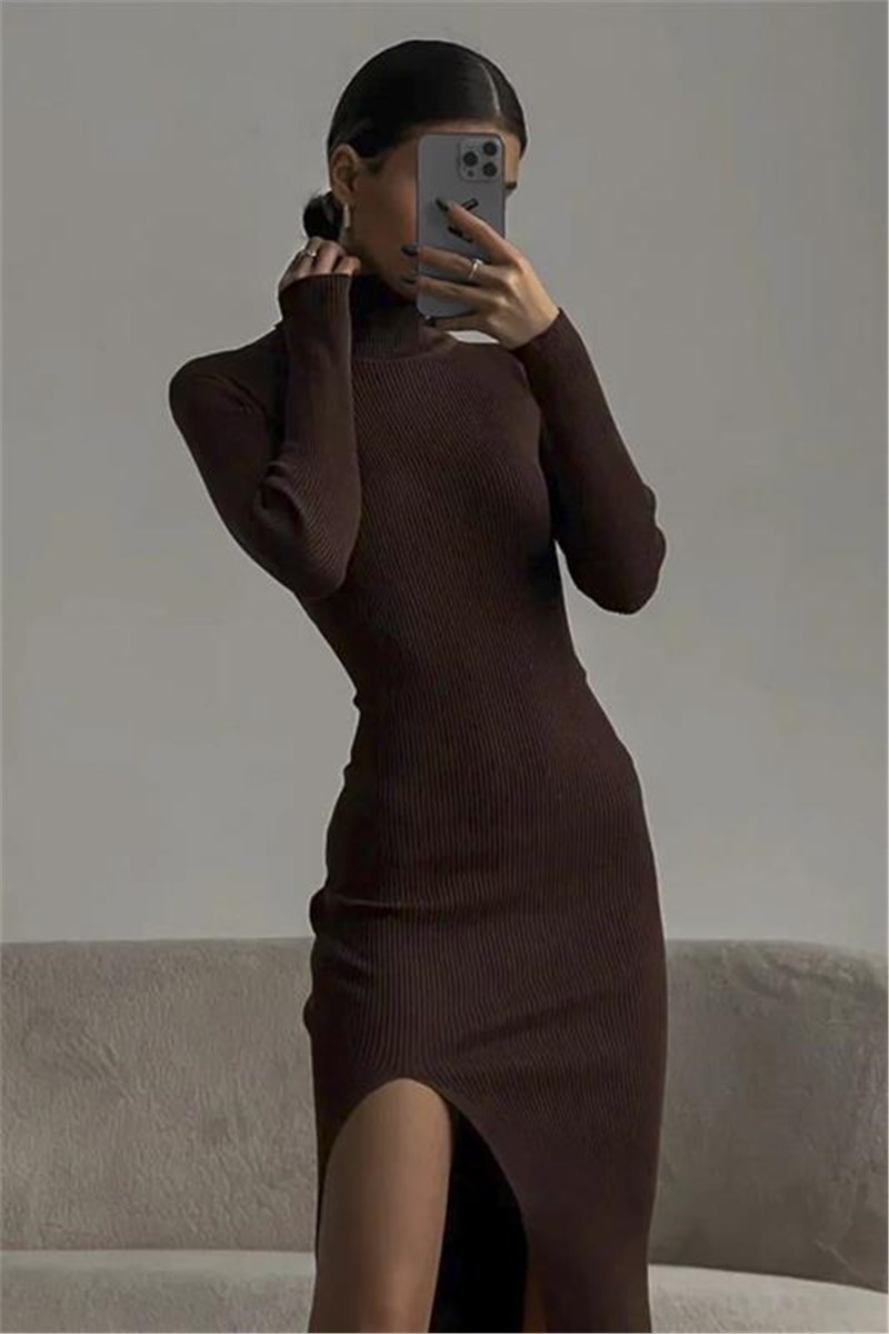 Women's Slim Fit Dress MG1735 - Brown #394722