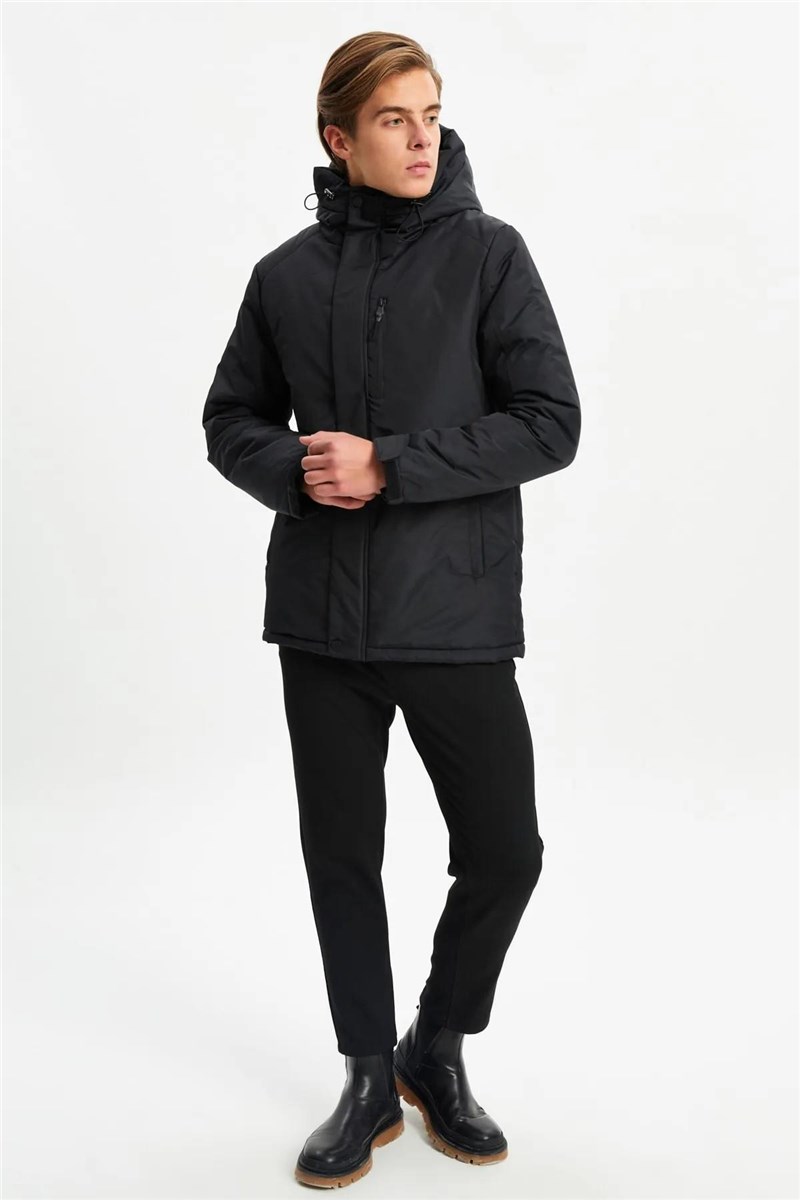 Men's Waterproof Windproof Warm Padded Parka Jacket - Black #408152