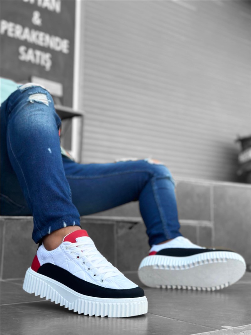 Men's Lace Up Shoes BA0801 - White with Black #401996